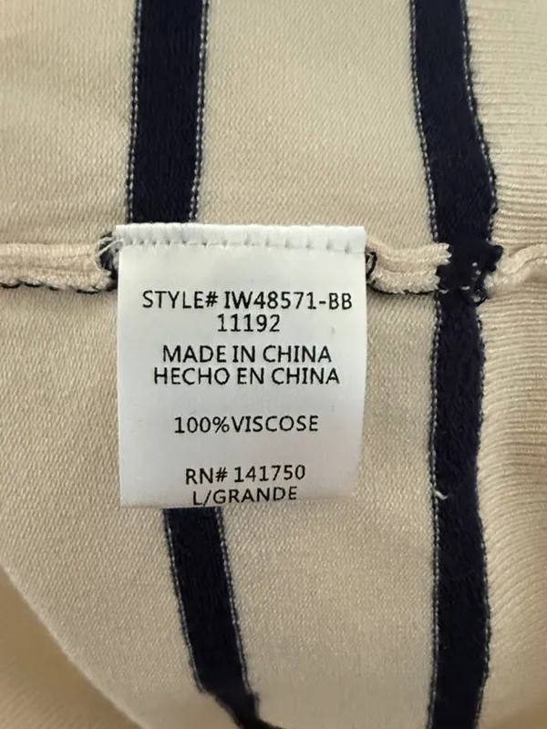 NWT Baltic Born Cream Navy Striped Knit Top Women’s Short Sleeve Sweater Size L - Image 6