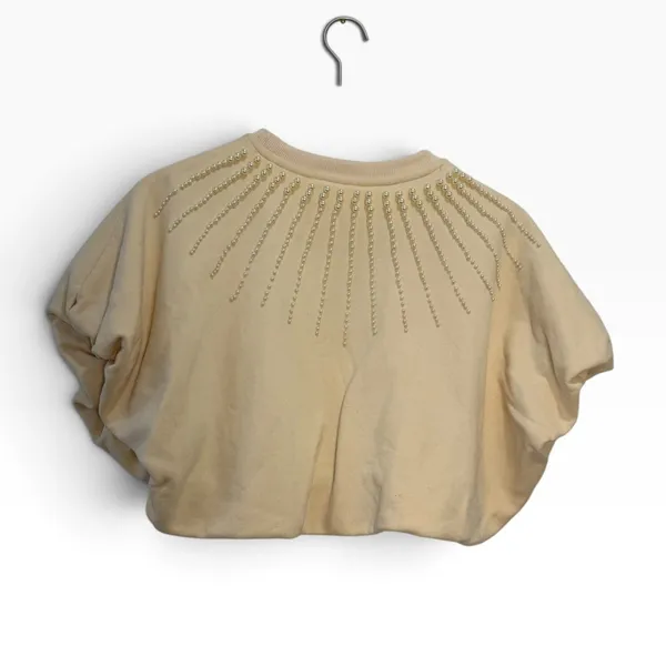 Queen of Sparkles Beige Pearl Burst Bubble Top Size Medium - Image 5