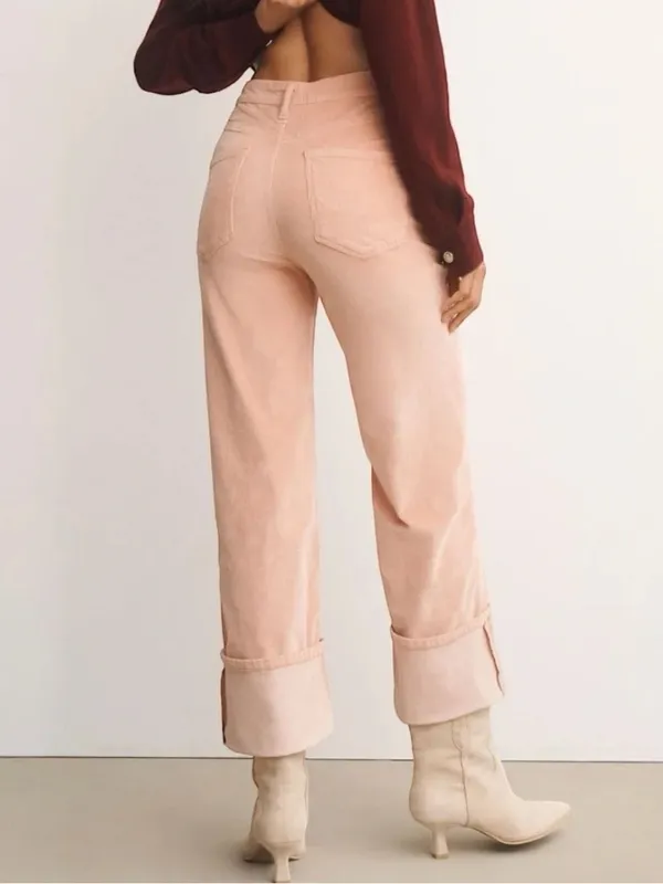 Anthropologie Pilcro Scotty Cuffed High Rise Straight Leg Pink Corduroy Pants - Image 2