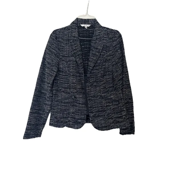 Cabi Navy Tweed Zip Front Jacket Blazer Style 723 Long Sleeve Size 10 - Image 2