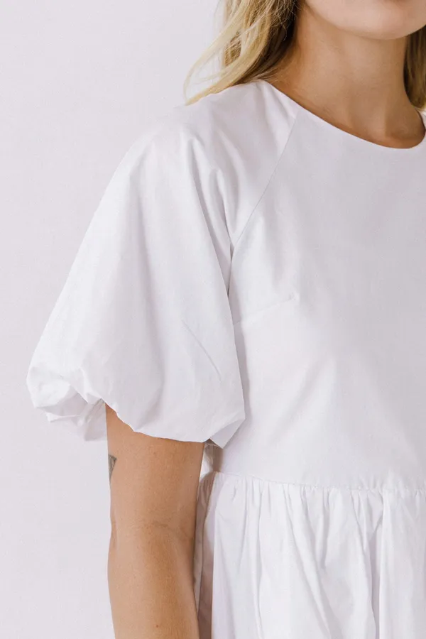 English Factory Short Balloon Sleeve Mini Dress White - Image 4