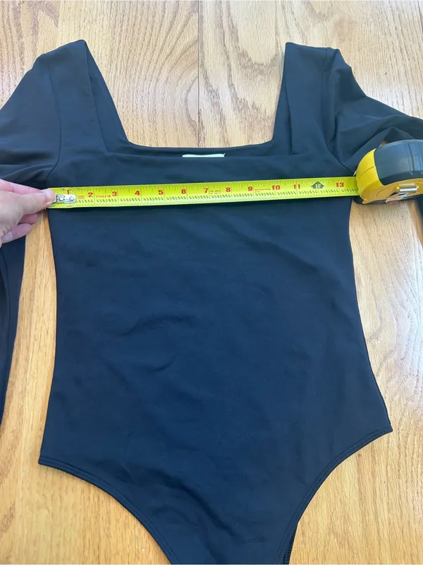 Aritzia Babaton Contour‎ Squareneck Long Sleeve Thong Bodysuit Black Size M - Image 6