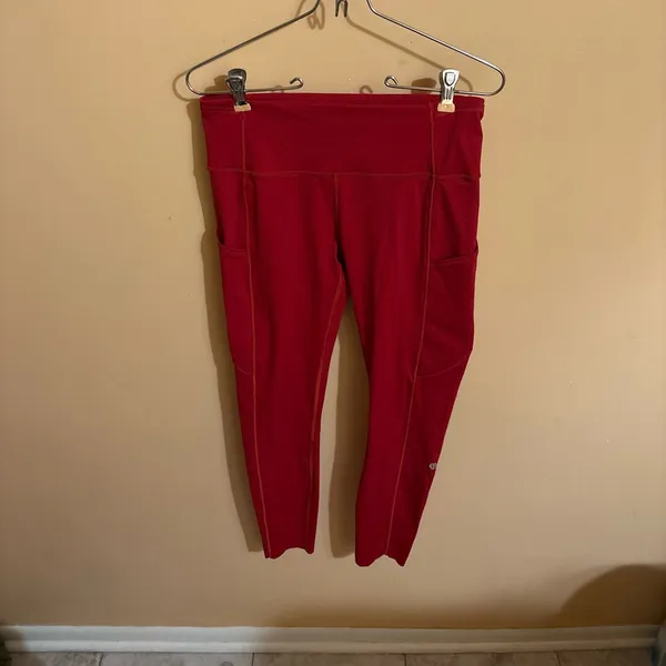 Lululemon Fast & Free 7/8 Non-Reflective Nulux 25” Leggings in Dark Red - Image 3