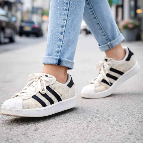 Adidas Superstar Tan Speckled Canvas Sneakers Size 6 - Image 10