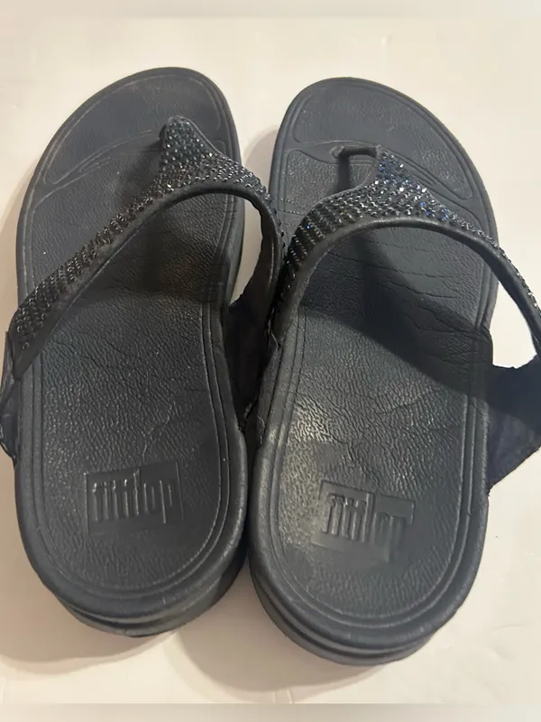 FitFlop navy Rhinestone T-Strap Women's Sandals - Image 3