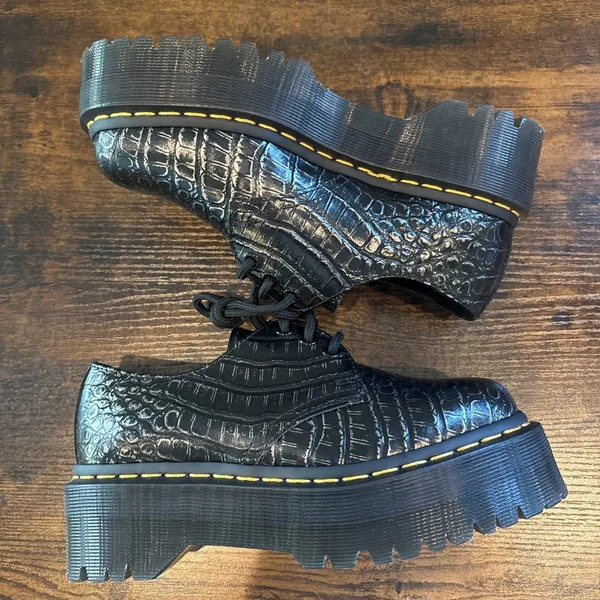 NEW Dr. Martens 1461 Quad Croc Gunmetal Wild Croc‎ Platform 4 M, 5 L Shoes - Image 2