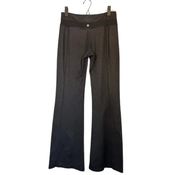 Lululemon Gray Black Wide Leg Flared Athletic Running Lounge Pants Women Sz 6 - Image 2