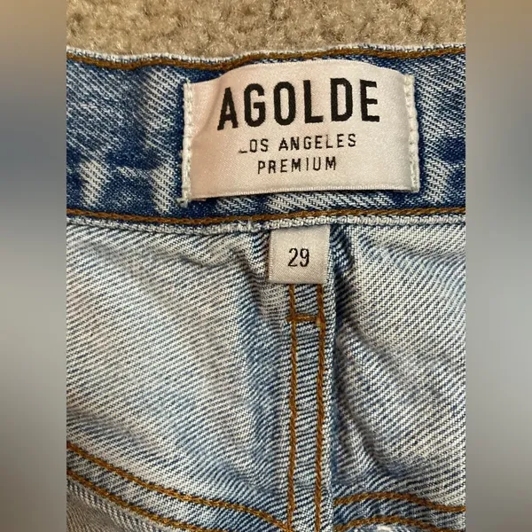 AGOLDE Jaden High Rise Distressed Denim Shorts Size 29 - Image 9