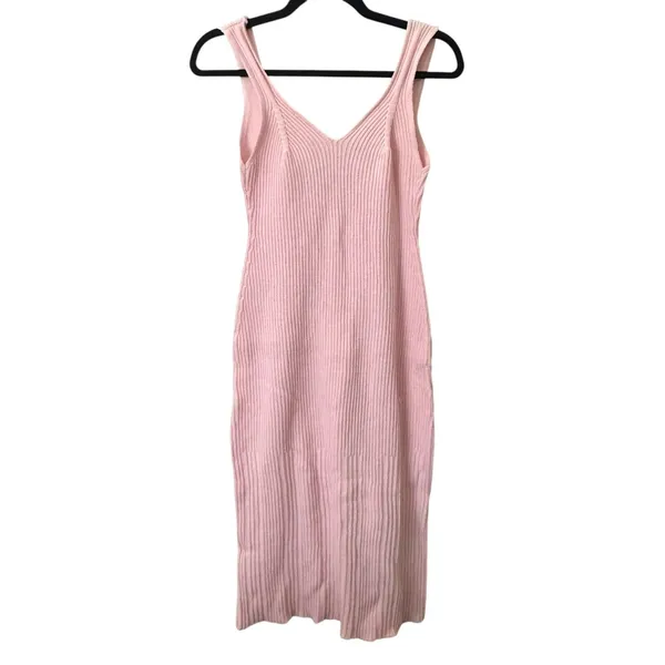 RUE‎ STIIC Ribbed Knit Midi Dress Baby Pink Small - Image 2