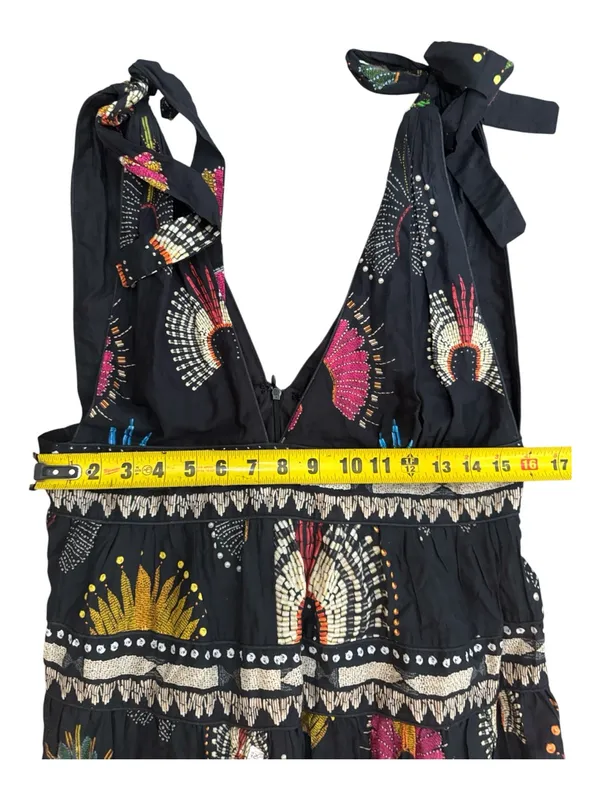 Farm Rio Tiered printed cotton-voile midi dress In Black Size Medium - Image 14