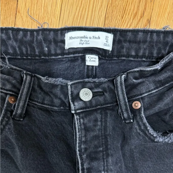 Size 27/4R Curve Love High Rise Dad Jeans Black Distressed - Image 3