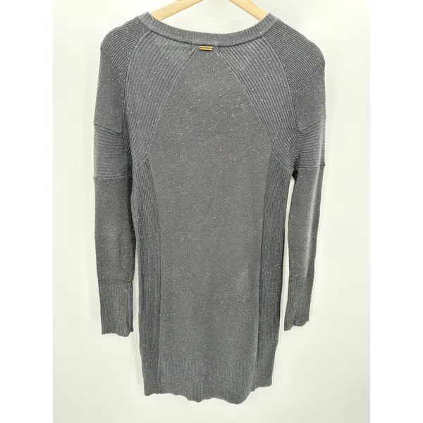 Prana Avalone Dress Womens Small Grey Two-Tone V-Neck Knit Sweater W33180721‎ - Image 2