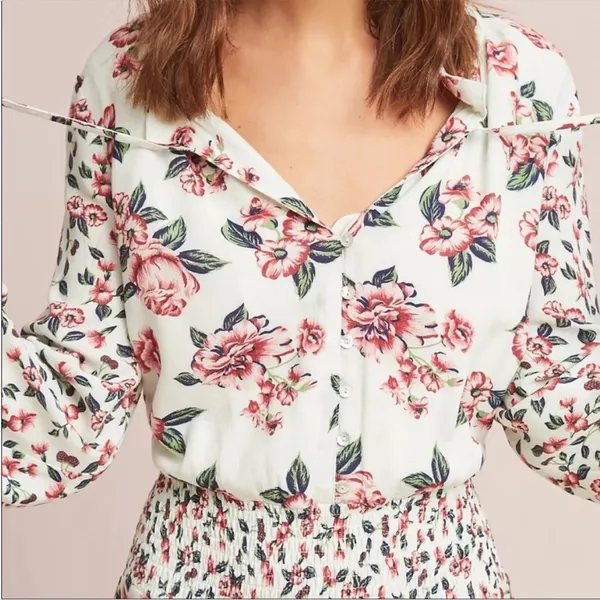 Farm Rio x Anthropologie Anabela Smocked Floral Dress Size XS - Image 5