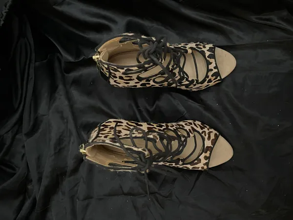 Leopard Print Lace-Uo Heels - Image 7
