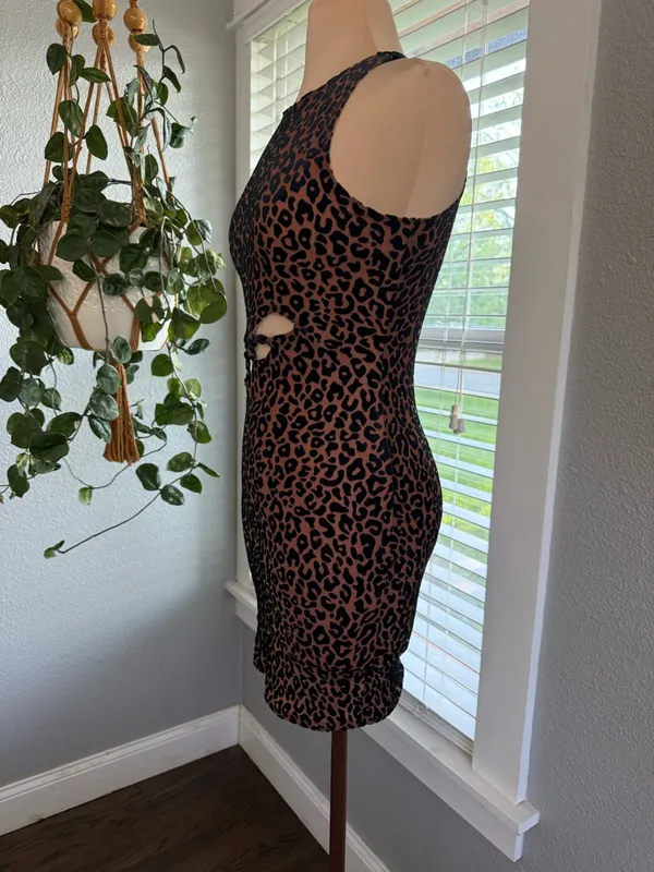 Naked Wardrobe Animal Print Cut Out Lace Up Mini Dress Size Small - Image 4