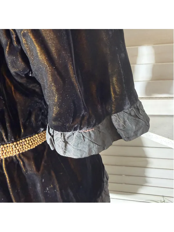 Vintage Victorian blouse crushed velvet brown Vamp whimsigoth cosplay Ren Fair - Image 12