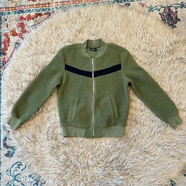 Zyia active flying V olive green fleece jacket xxs - Image 2