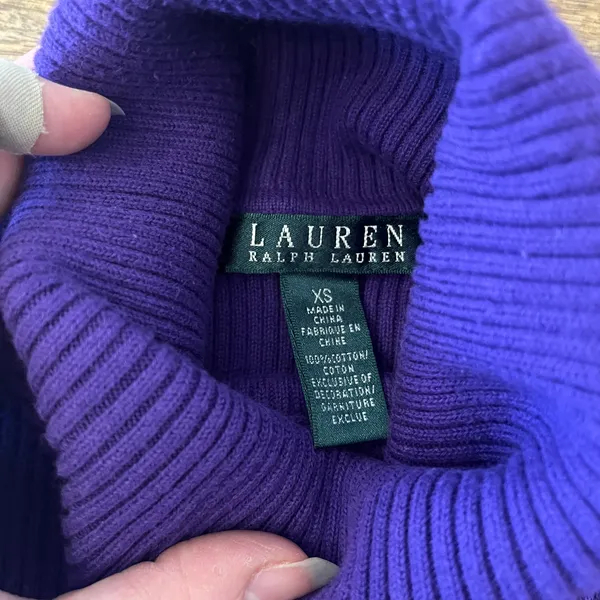 Lauren Ralph Lauren Turtleneck Sweater Women‎ XS Ribbed Purple - Image 4