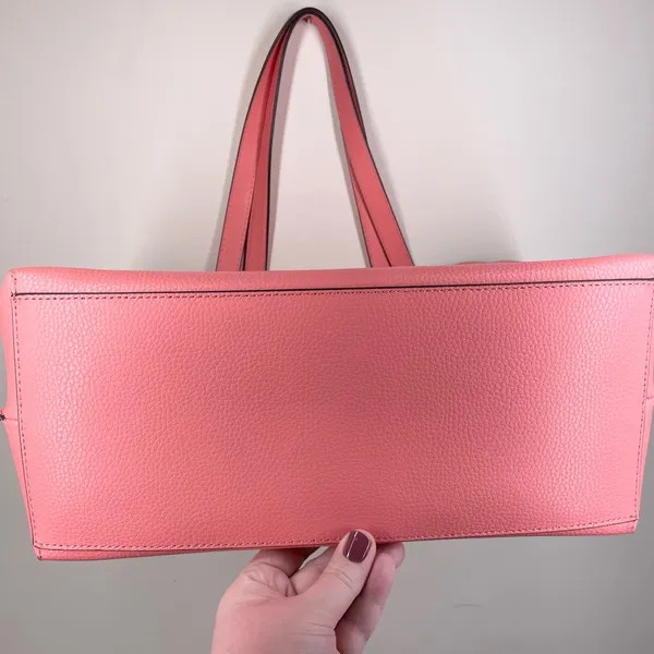 Michael Kors Emilia Large Pebbled Leather Tote Bag Grapefruit Pink Buckle Accent - Image 11