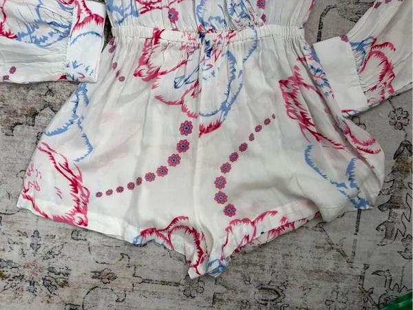 Anthropologie RAGA White Romper with Pink and Light Blue Floral Print - Image 10