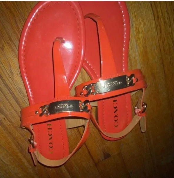 Coach Caterine Patent Leather T-Strap Sandals - Image 5
