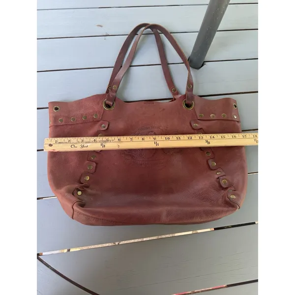 Nine West Vintage America Brown Leather Tote Studded Boho Shoulder Bag Handbag - Image 14