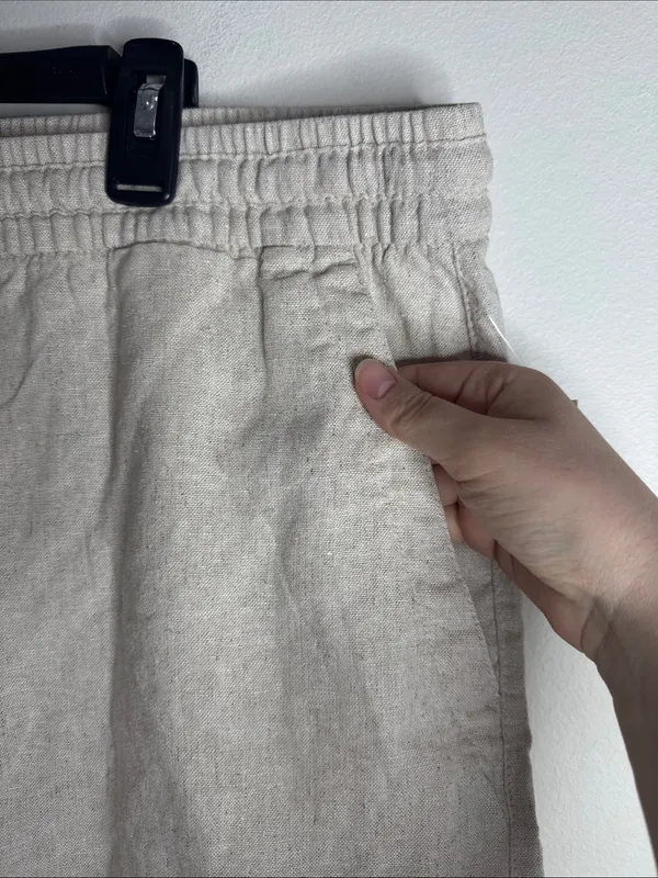 Old Navy Natural Flax Beige Linen Blend Drawstring High Rise shorts size XL - Image 4