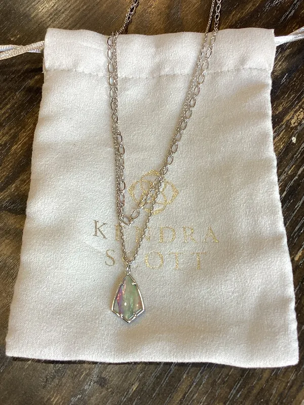 Kendra Scott Camry Silver Multi Strand Necklace with Abalone Pendant - Image 5
