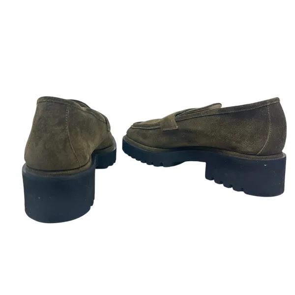 275 Central Penny Loafers Flats Suede‎ Olive Green Brown Size 37.5 US 7.5 - Image 9
