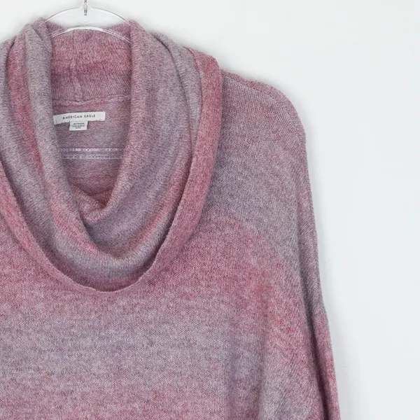 American Eagle Sweater XL Cowl Neck Pink‎ Purple Ombre Knit Pullover Oversized - Image 3