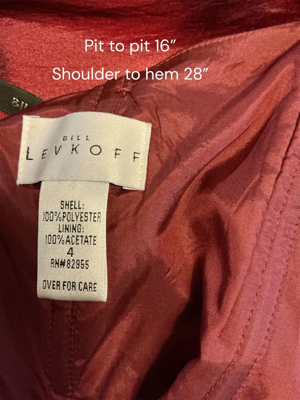Bill Levkoff Burgundy Iridescent Strapless Mini Dress with Statement Back Bow - Size 4 - Image 3