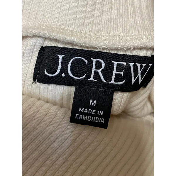 J.Crew Womens Cream Rib Knit Gold Button Turtleneck Long Sleeve Sweater Top Sz M - Image 3