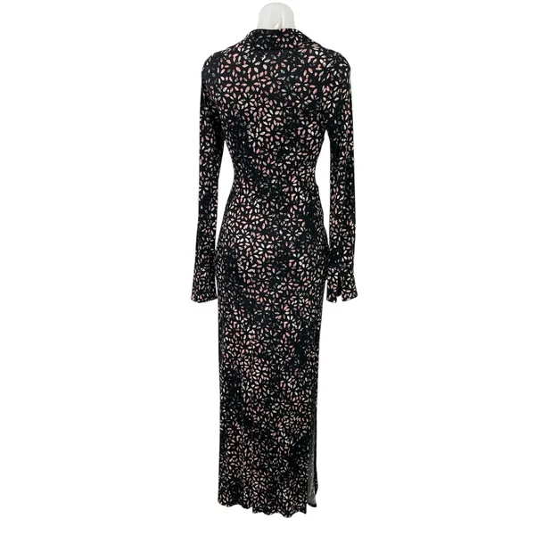 Free People Shayla Floral Deep V Neck Long Sleeve Slit Wrap Maxi Dress Size S - Image 3