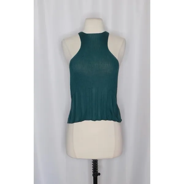FREE PEOPLE Intimately Switch It Up‎ Tank Cami Green Balsam Ribbed Knit Large - Image 2