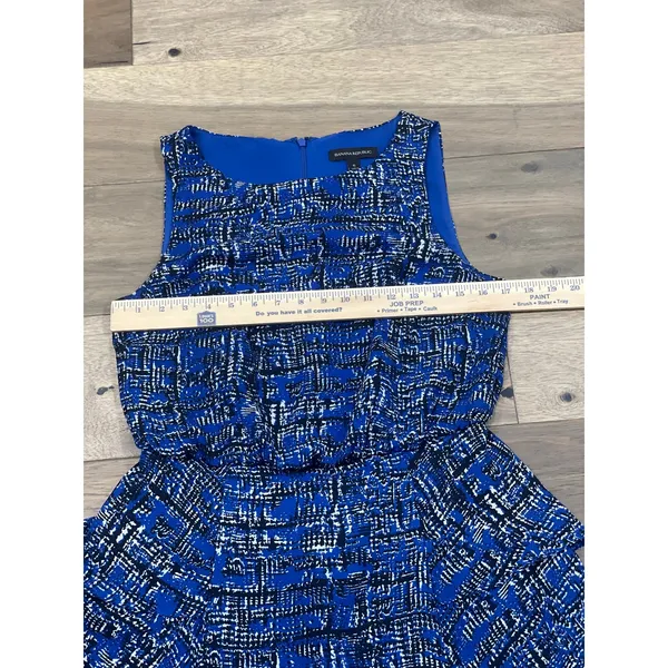 Banana Republic Blue Chiffon Flowy Sleeveless Dress Black White Accents Size 6 - Image 6