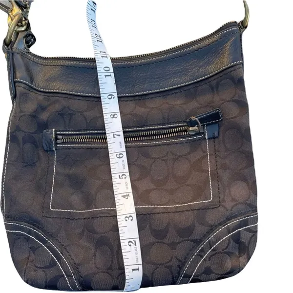 Coach #10403 purse black signature logo jacquard bronze hardware - Image 7