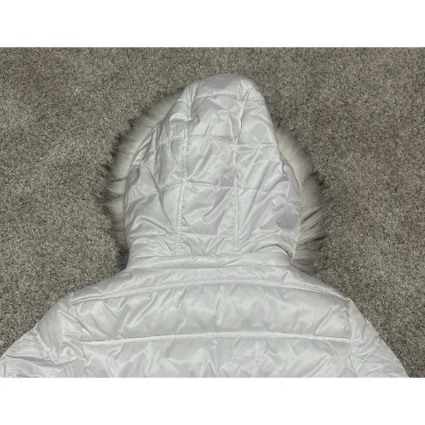Nautica White Puffer Jacket Faux Fur Hood Quilted Winter Coat Size Small - Image 8