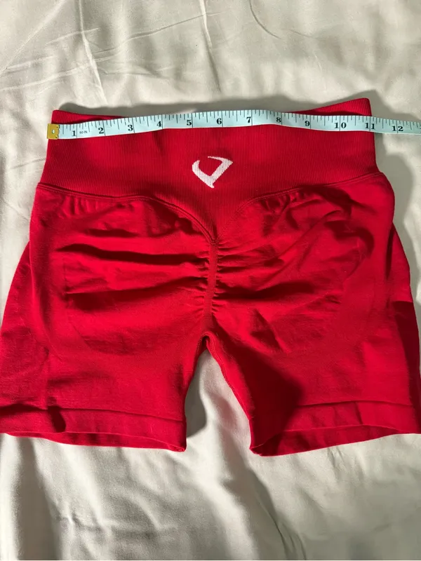 High-Waist Red Seamless Bike Shorts for Women - Image 6