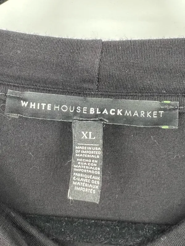 White House Black Market Black Long Sleeve Choker Cutout V Neck Knit Top Size XL - Image 4