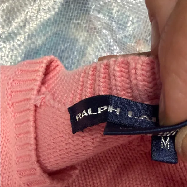 Ralph Lauren Pink V-Neck Sweater - Image 3