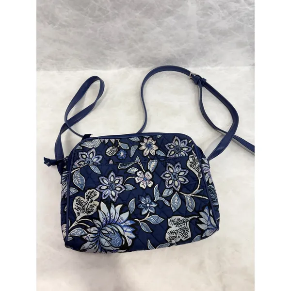 Vera Bradley Blue‎ Floral Quilted Cotton Crossbody Bag Adjustable Strap - Image 3