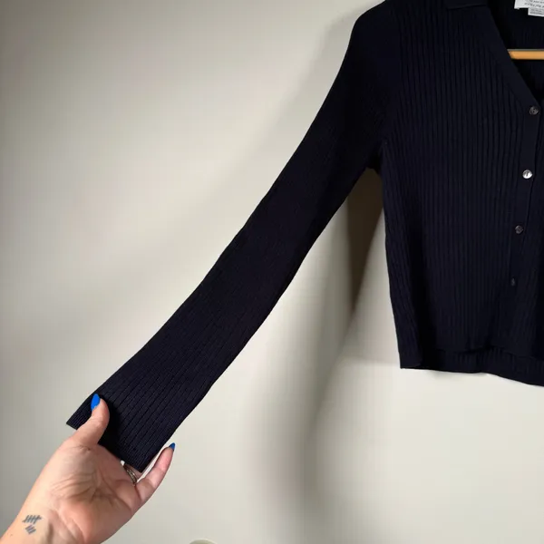 SERAPHINE The Work Edit Maternity Ribbed Cardigan Navy Blue Size 4 - Image 3