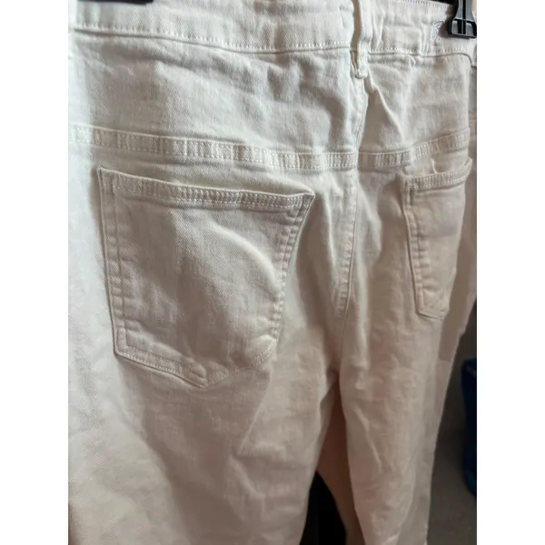 By Billie Womens White Denim Crop Jeans Raw Hem Straight Leg Size 32 L - Image 5