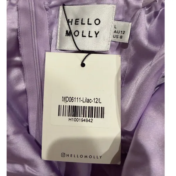 Hello Molly Disco Nights Lilac Satin Mini Dress Rhinestones Large Y2K Party - Image 8