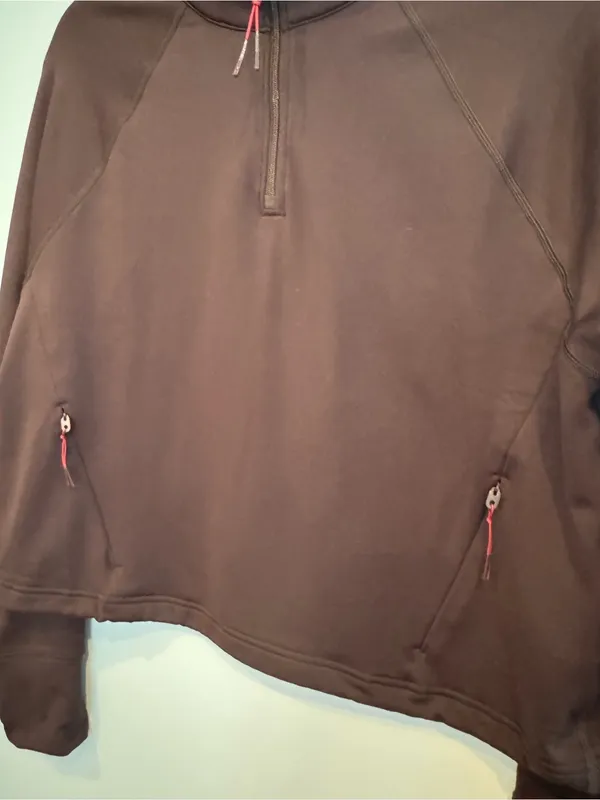 OFFLINE By Aerie Warm Up Quarter Zip Cropped Sweatshirt Brown M - Image 4