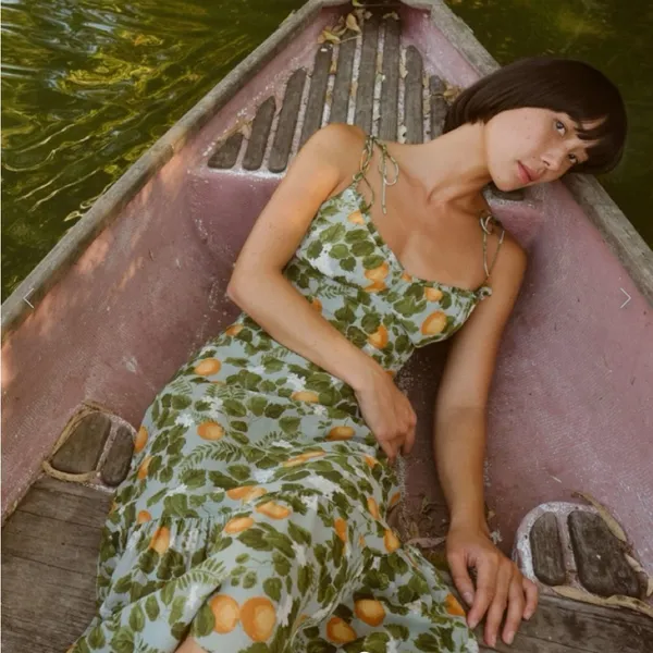 Reformation Green and Yellow Midi Dress - Image 2