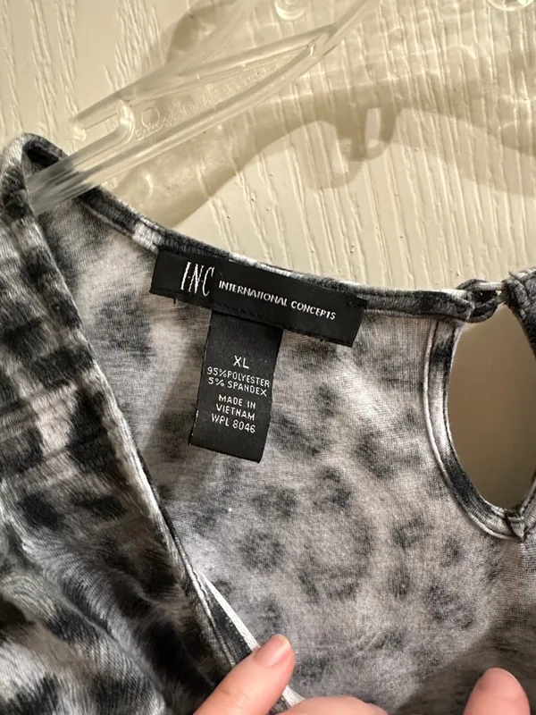 INC Gray Cheetah Print Top Size XL - Image 2