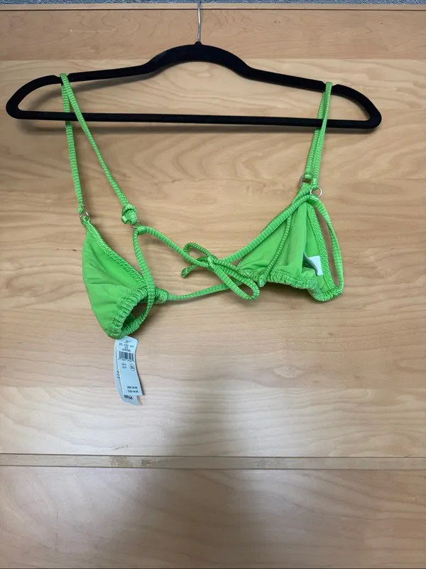 Women's Aerie Lime Green Triangle bikini top - Image 3