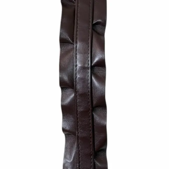 Gap Y2K Faux Leather Brown Ruffle Antique Gold Buckle Belt Women’s Size Medium - Image 8
