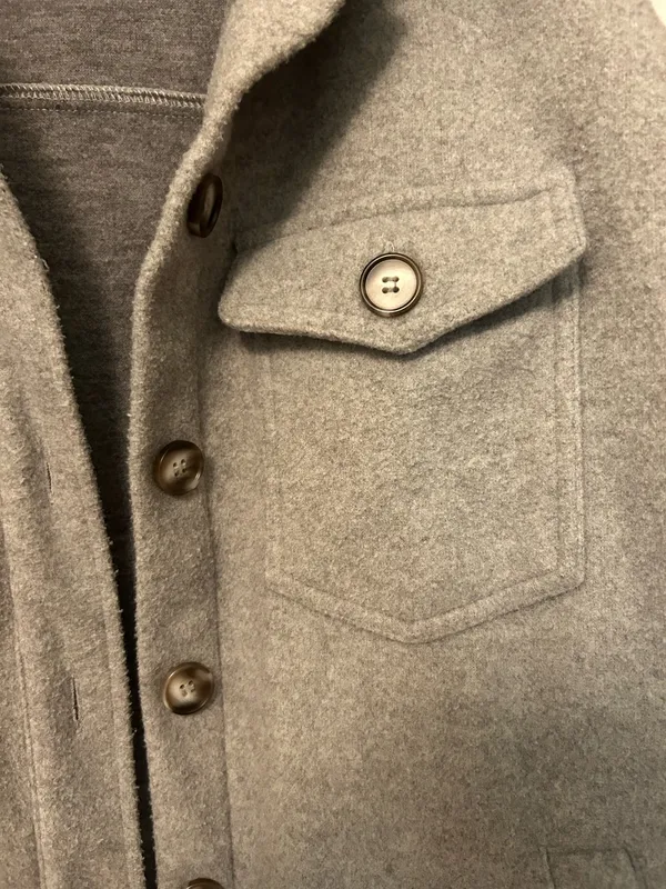 Boutique Gray Fleece Button Down Jacket - Image 4